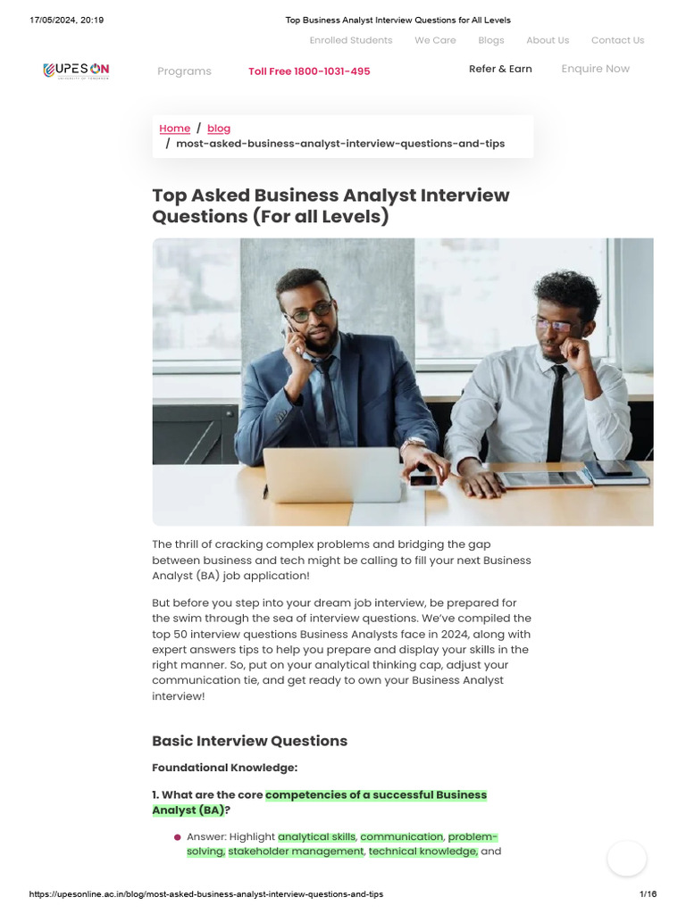 Top Business Analyst Interview Questions | PDF | Agile Software ...