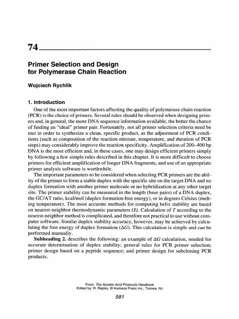PCR Primer Design Guidelines | PDF | Primer (Molecular Biology ...