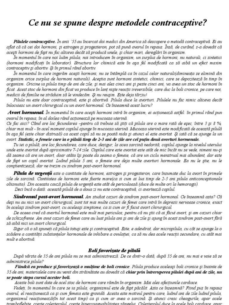 Ce Nu Se Spune Despre Contraceptive (Contraceptie) | PDF