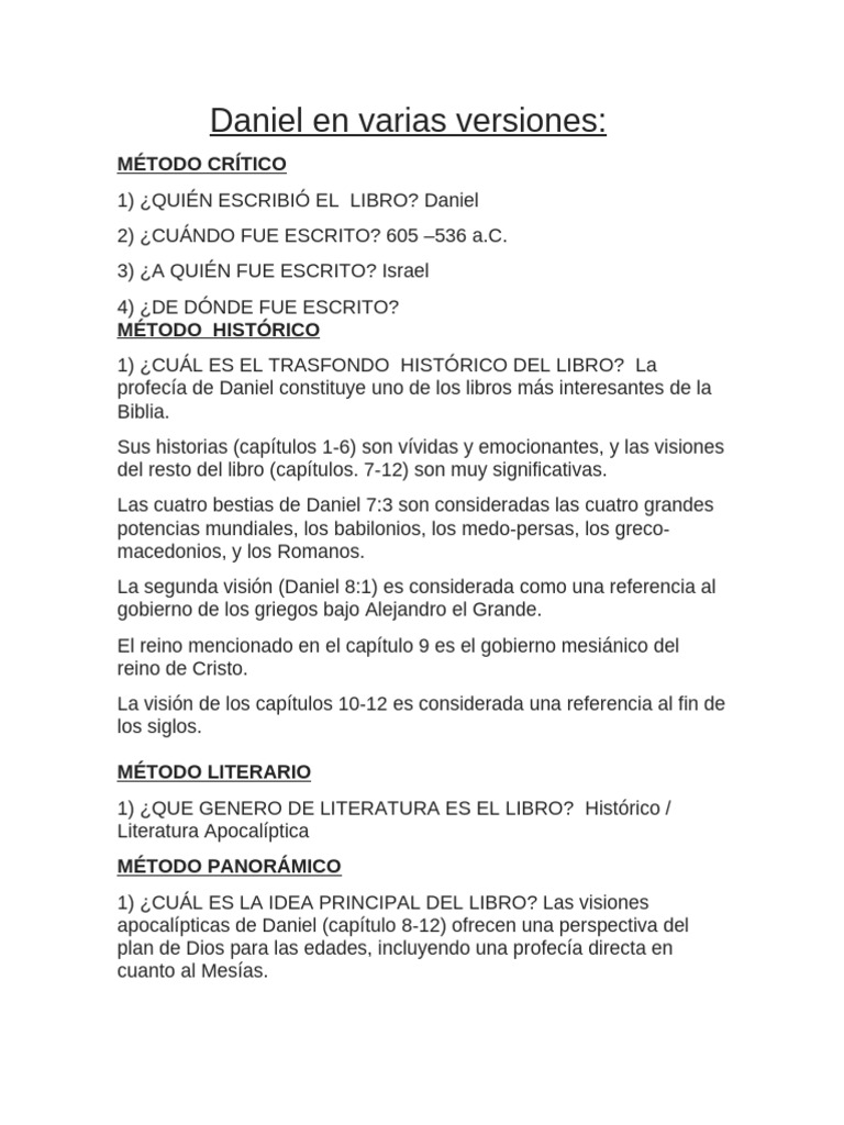 Análisis del Libro de Daniel en la Biblia | PDF | Daniel (figura ...