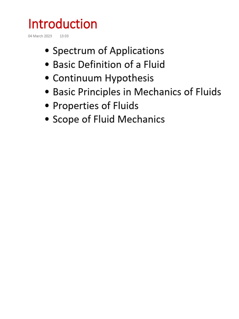 Fluid Mechanics: Key Concepts Overview | PDF | Fluid Mechanics | Kinematics