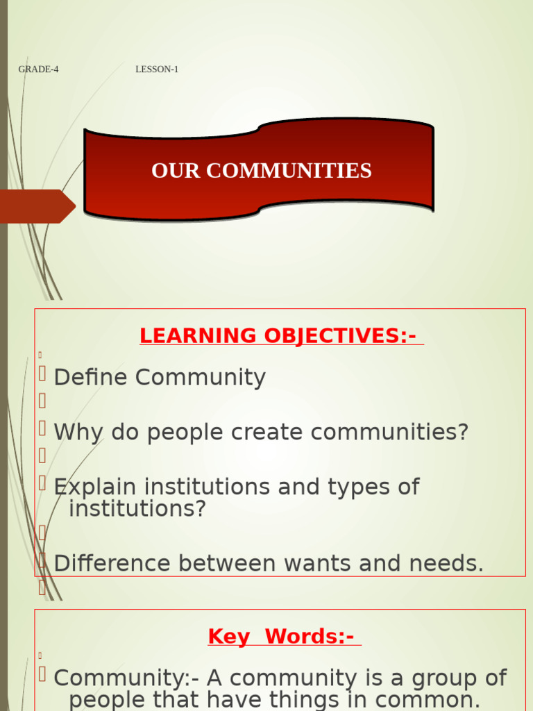 Lesson-1 Our Community 2 | PDF | Lifestyle