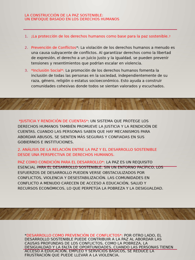 La construcción de la paz sostenible | PDF | Igualdad social | Derechos