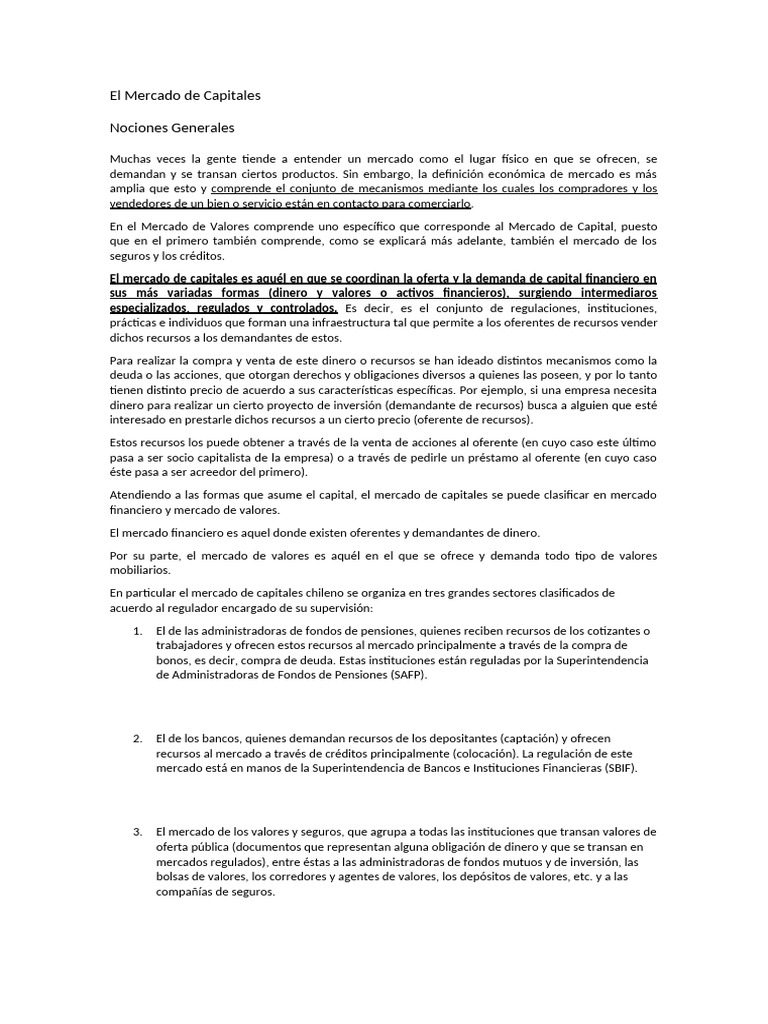 Apuntes de Mercado de Capitales | PDF | Mercado (economía) | Bolsa de ...
