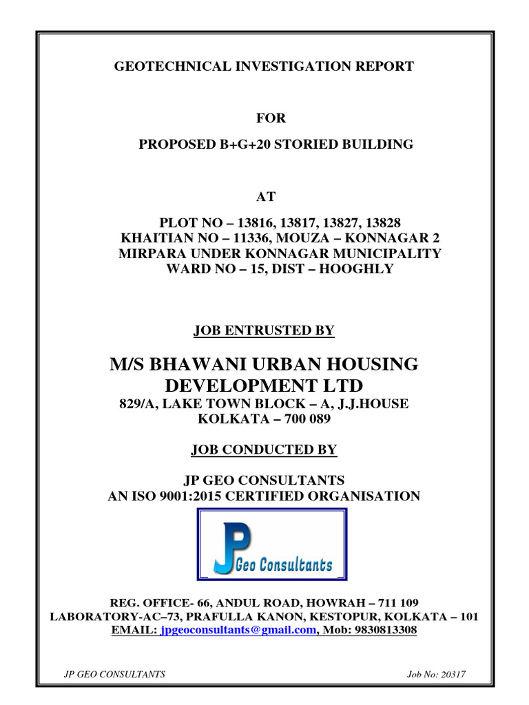 Geotechnical Investigation Report for Konnagar Building | PDF | Deep ...