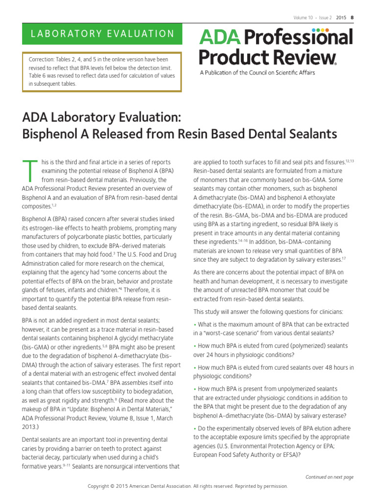 ADA Safety Threshold For BPA | PDF
