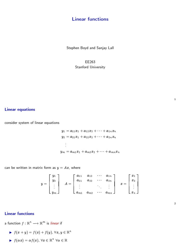 Lin Fcts | PDF | Matrix (Mathematics) | Linear Map