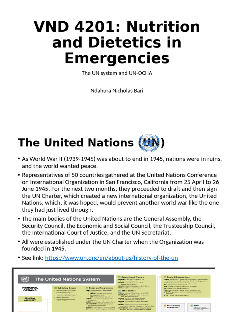Nutrition and Dietetics in Emergencies | PDF | United Nations ...