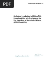 Download Open File Report 2011-10 Geological Introduction to Lithium-Rich Formation Water with Emphasis on the Fox Creek Area of West-Central Alberta NTS 83F and 83K by Alberta Geological Survey SN78430389 doc pdf