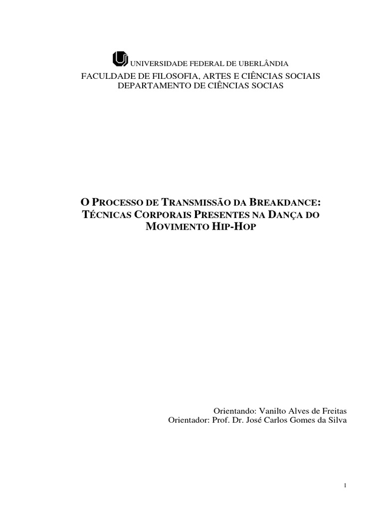 O Processo de Transmissao Da Breakdance | PDF | Antropologia | Danças