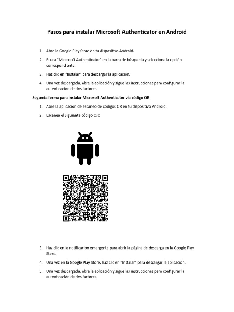 Instalar Microsoft Authenticator en Android | PDF