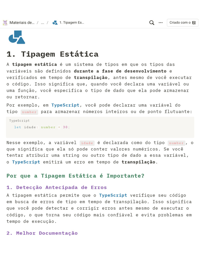 1 Tipagem Estática Typescript - PDG | PDF | Tipo de dados | Parâmetro ...