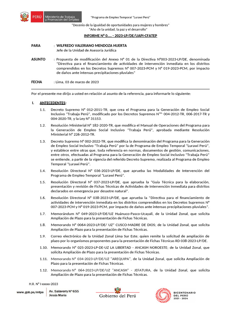 INFORME #0..-2023-LP-DE-UAPI-CFATEP MOD. CRONOGRAMA DESASTRES - VF ...
