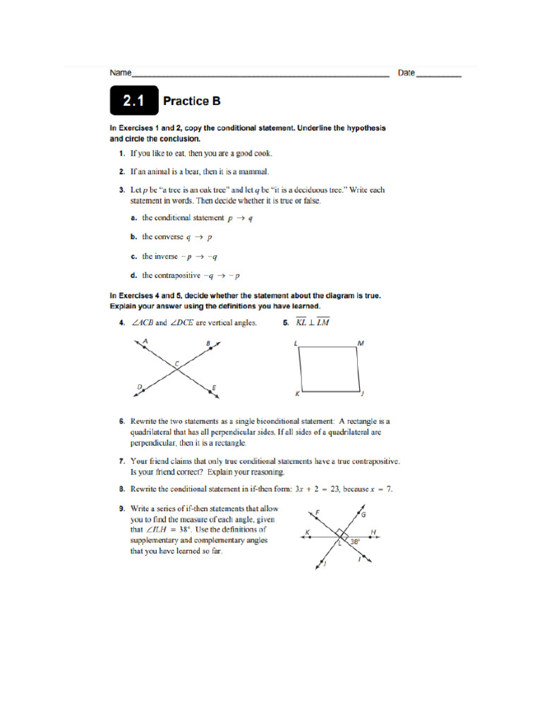L2-1 Practice B Worksheet | PDF