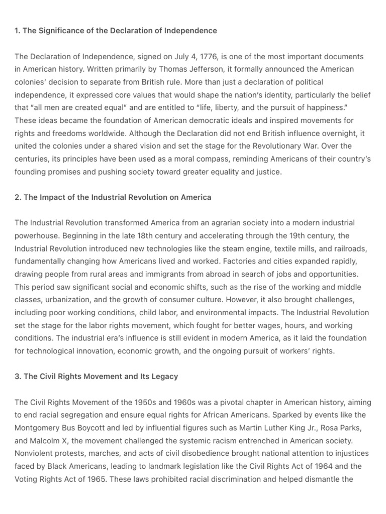 The Significance of The Declaration of Independence | PDF | Industrial ...