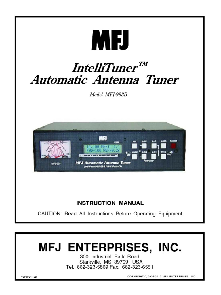 Mfj 993b Pdf Antenna Radio Amplifier