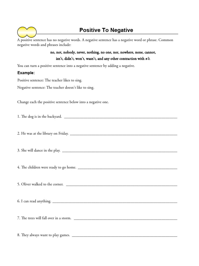 Negative Sentence Formation Guide | PDF | Phrase