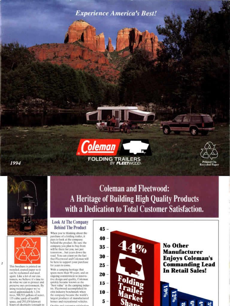 1994 Coleman Folding Camper Brochure | PDF