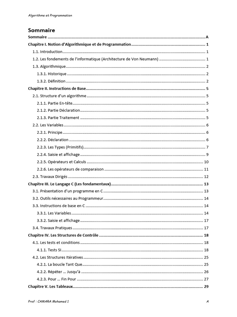 Algorithmes et Opérateurs en C | PDF | Programmation informatique ...