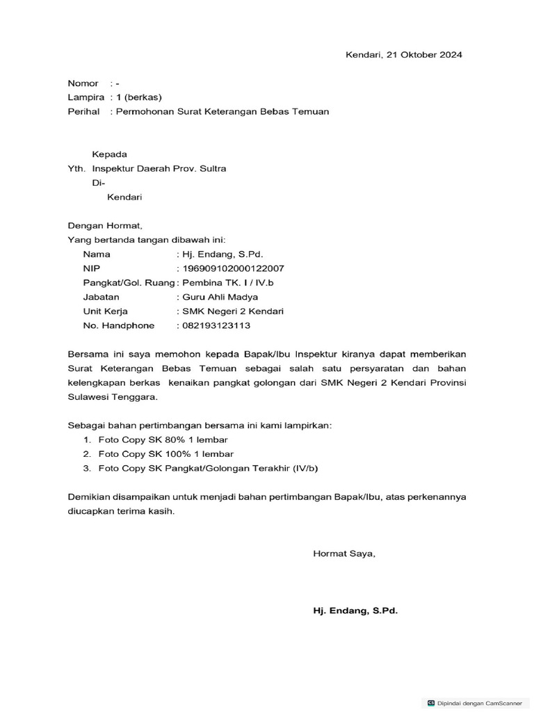 Surat Permohonan Ke Inspektorat Pdf
