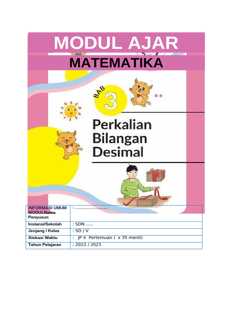 Modul Ajar Matematika Kelas V SD | PDF | Metode & Bahan Ajar | Komputer