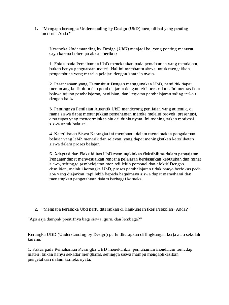 Understanding By Design Word Template