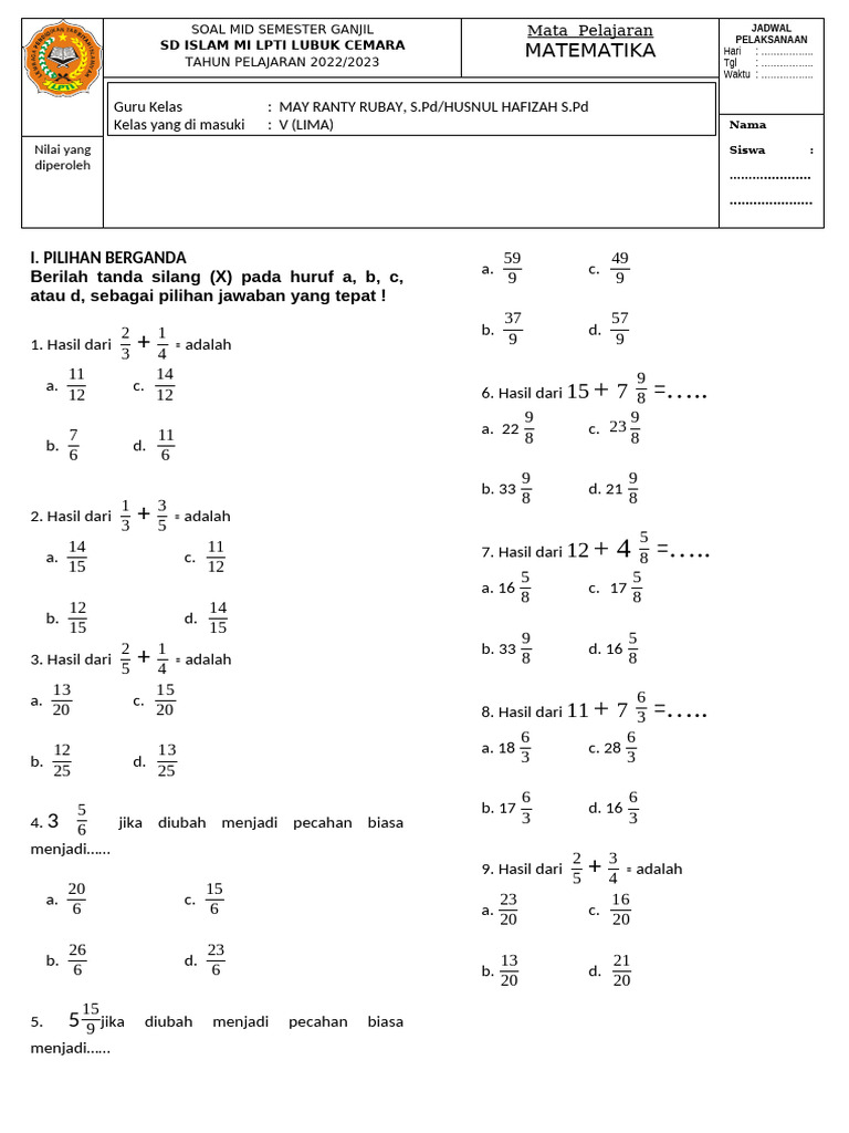 Matematika Kelas 5 Pdf
