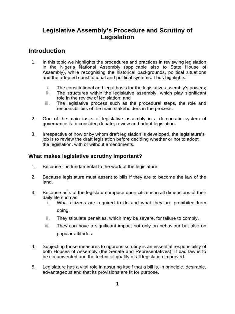 Legislative Procedur-Scrutiny | PDF | Bill (Law) | Legislature