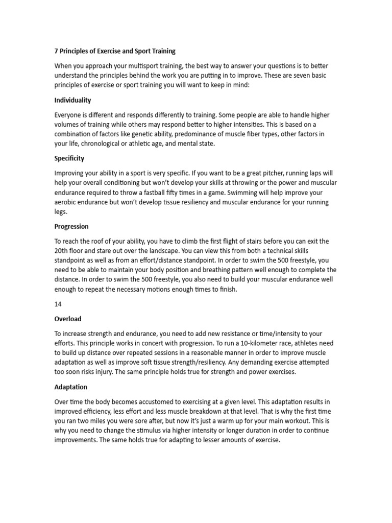 7 Key Principles of Sport Training | PDF | Endurance | Skeletal Muscle