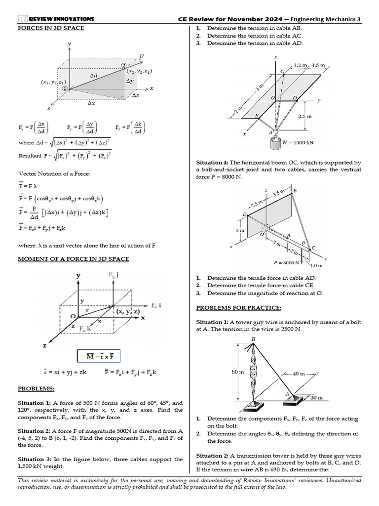 CE Board Nov 2024 - Engineering Mechanics - Set 4 - OL | PDF | Force ...