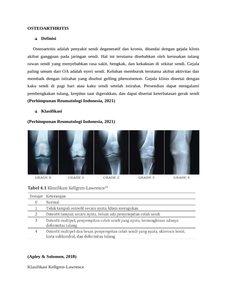 Klasifikasi Kellgren-Lawrence OA | PDF