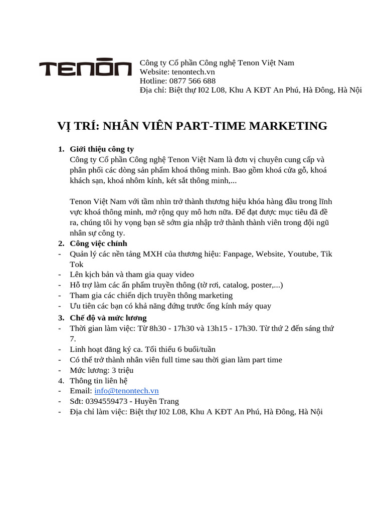 JD Part Time Marketing | PDF