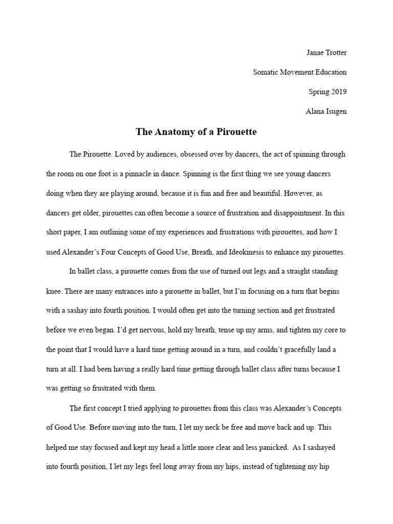 Somatics Final Paper PDF Breathing Ballet