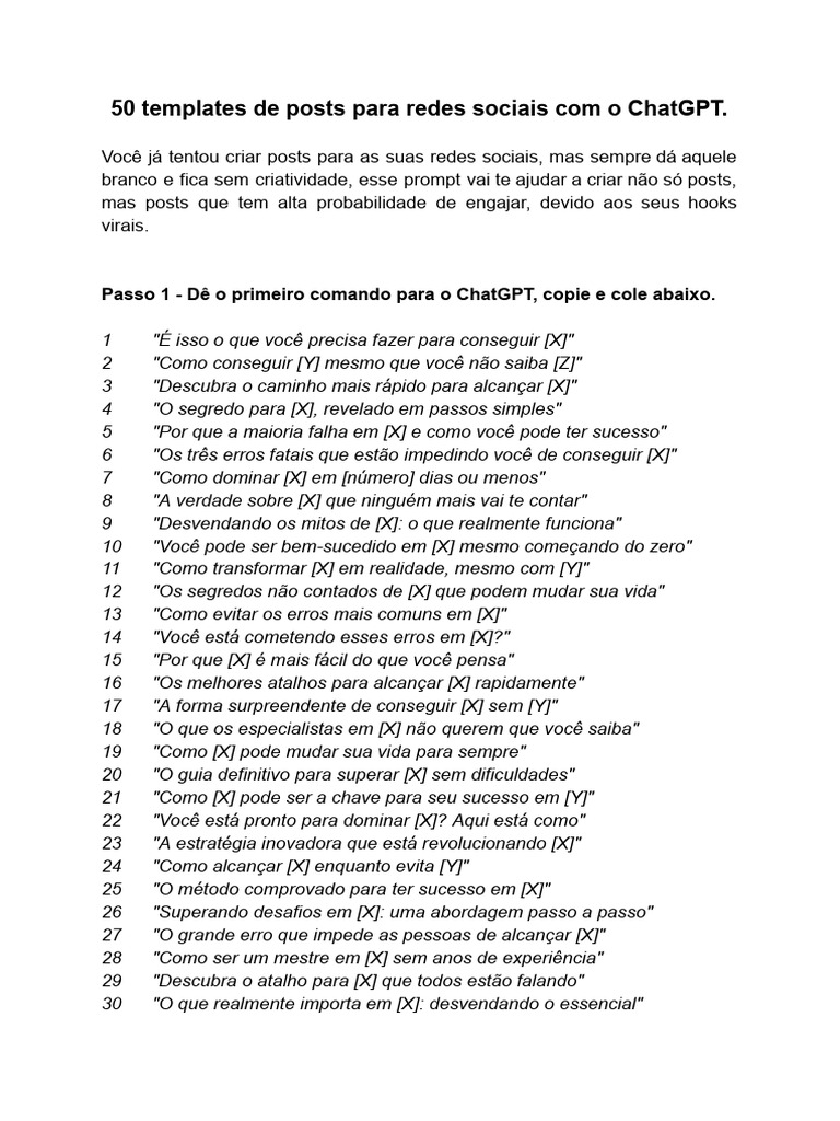 50 Templates de Posts para Redes Sociais | PDF | Carreira e Crescimento ...
