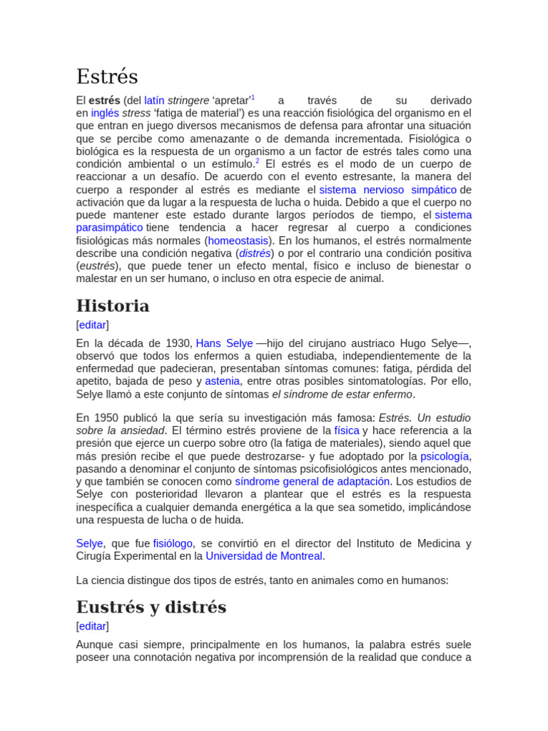 Comprendiendo el Estrés: Tipos y Efectos | PDF | Estrés (biología ...
