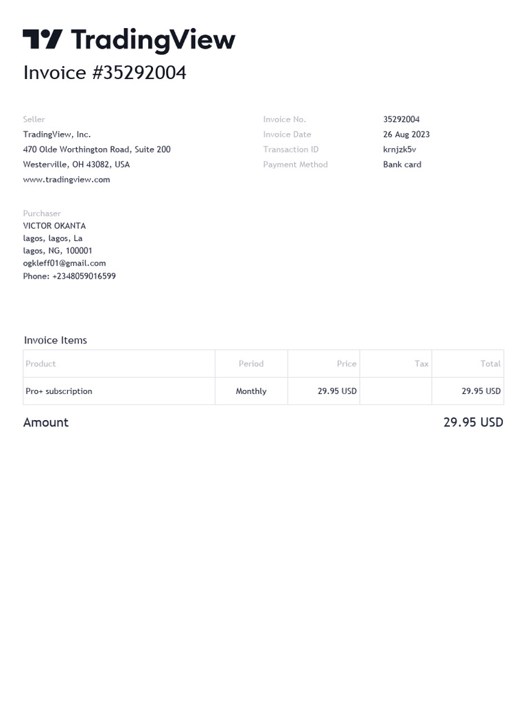 TradingView Invoice | PDF