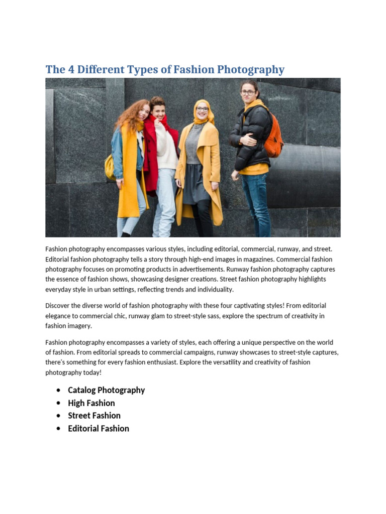 4 Types Of Fashion Photography