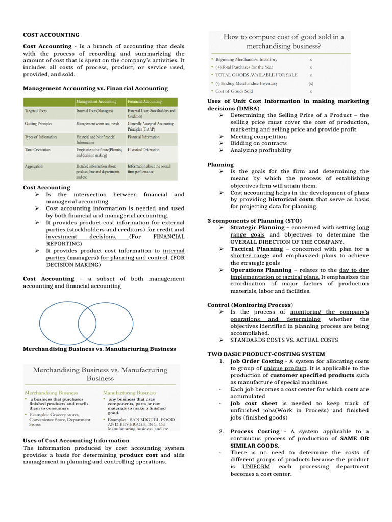 Cost Accounting Notes | PDF | Financial Accounting | Management Accounting