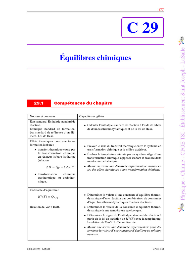 Équilibres chimiques et enthalpies | PDF | Équilibre chimique | Enthalpie