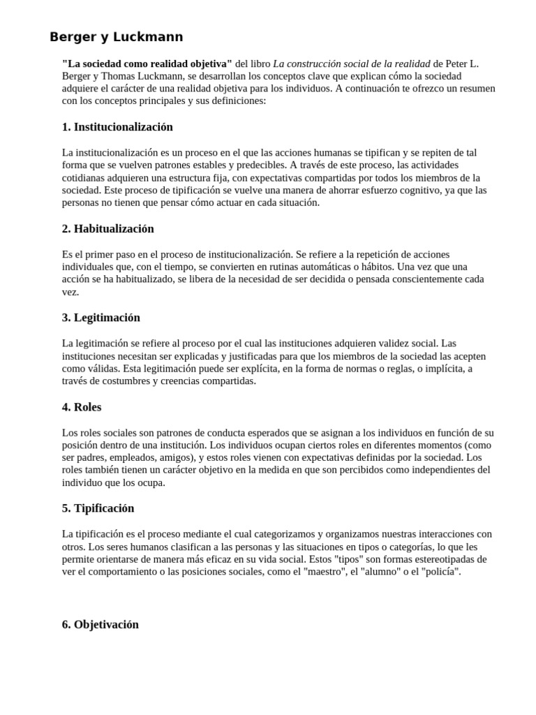 Berger Y Luckmann Pdf Socialización Sociedad