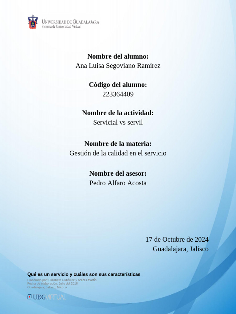 Gestión de La Calidad en El Servicio | PDF | Calidad (comercial) | Cliente