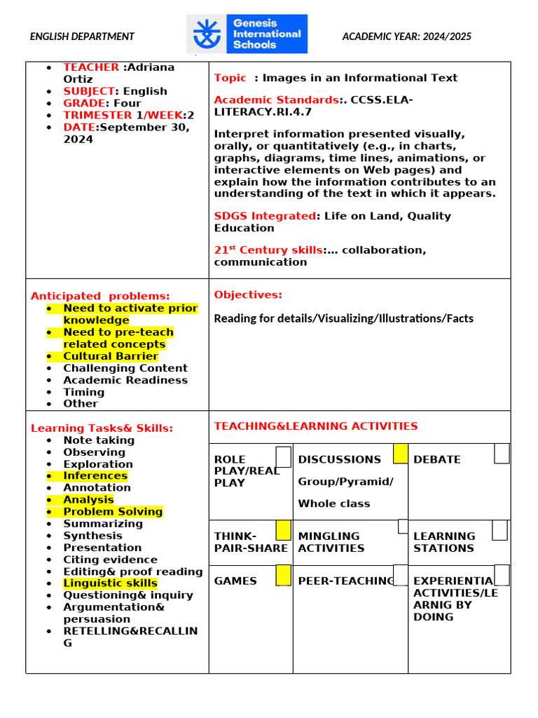 Informational text lesson plan pdf reading comprehension learning