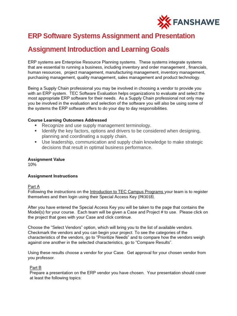 ERP Software Systems Assignment and Presentation | PDF | Enterprise ...