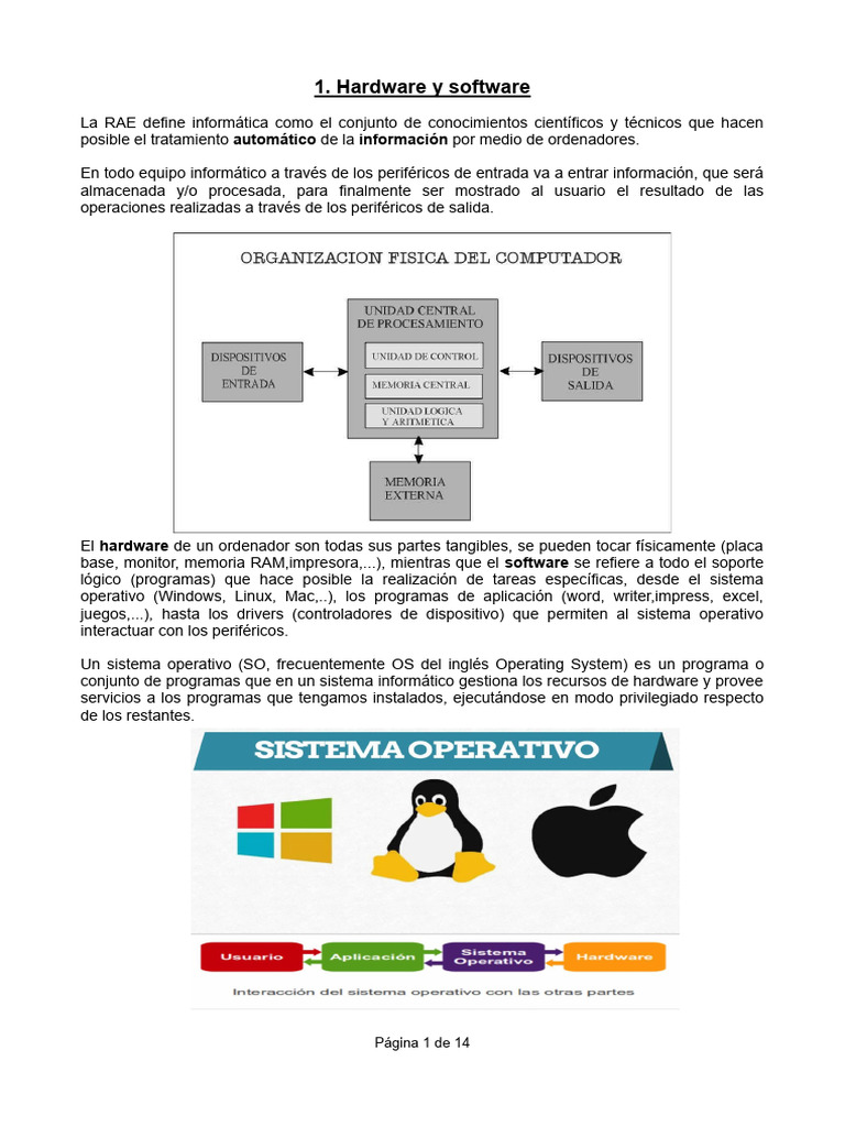 Hardware y Software en Informática | PDF | Periférico | Hardware de la ...