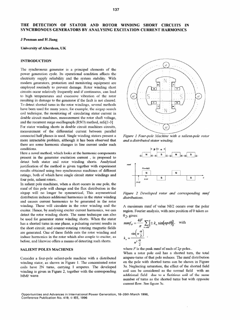The Detection of Stator and Rotor Winding Short Circuits in Synchronous ...