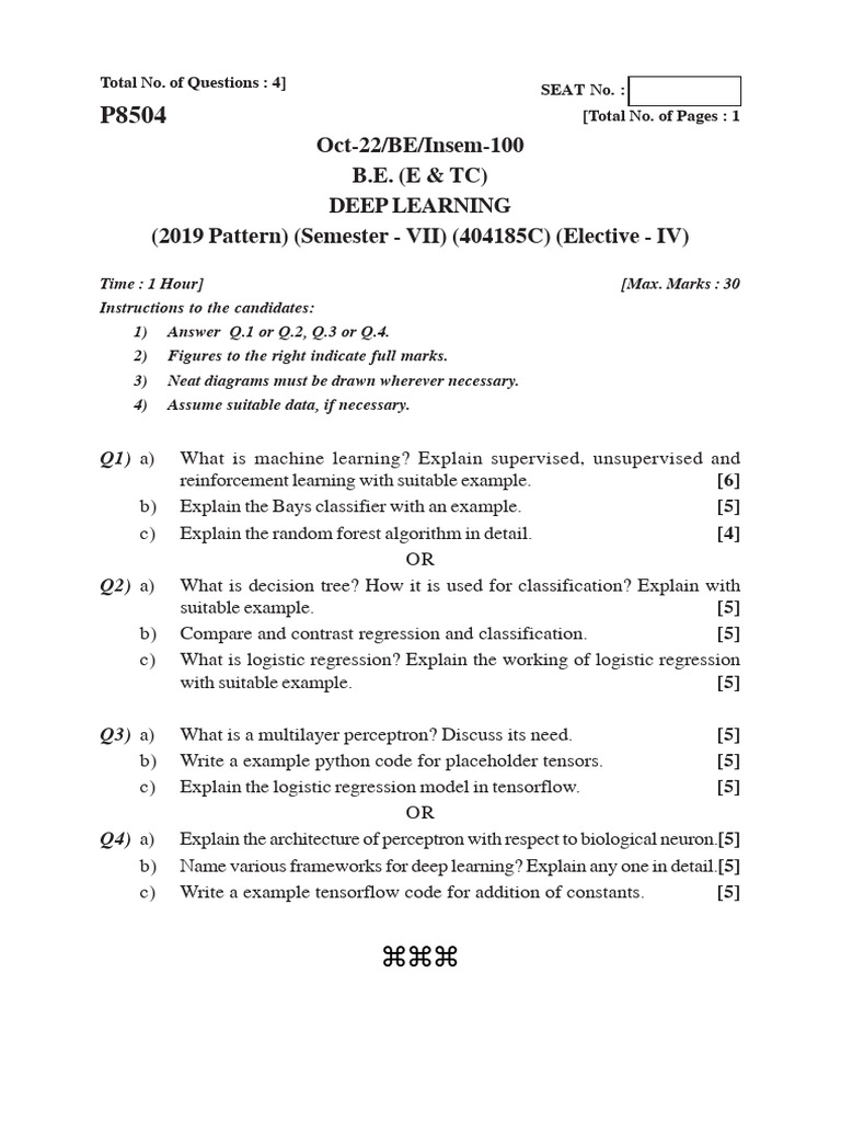 Deep Learning Exam Questions & Topics | PDF | Machine Learning ...