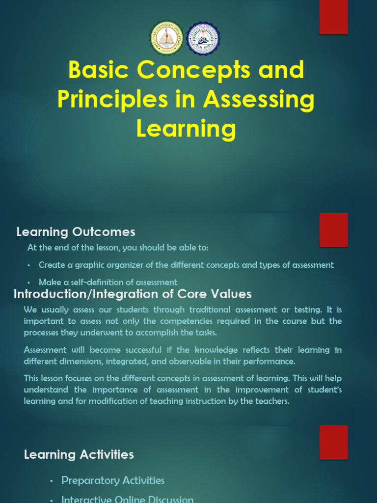 Basic Concepts in Assessment of Learning | PDF | Educational Assessment ...