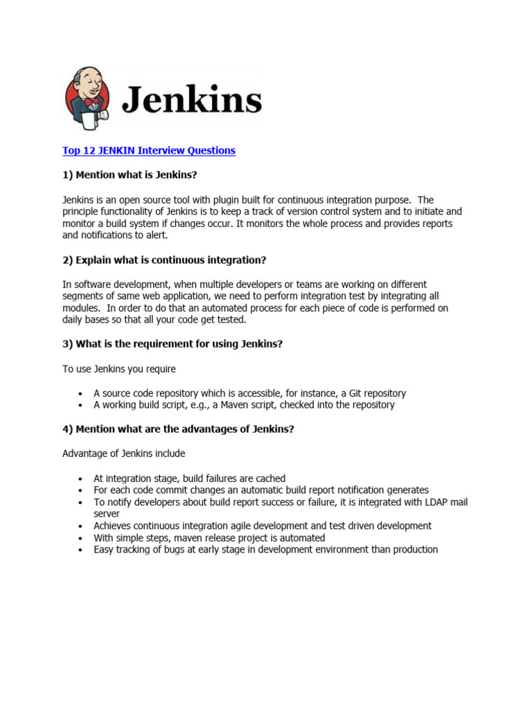 Top Jenkins Interview Questions & Answers | PDF | Version Control ...