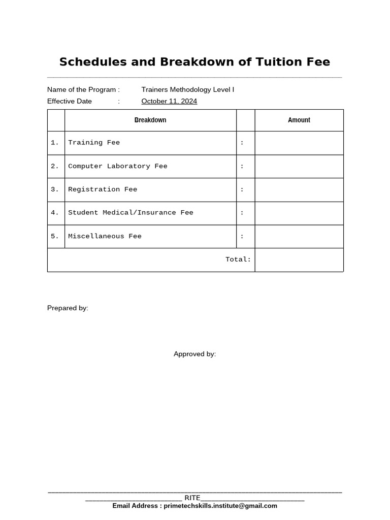 Program Fees - CCS | PDF
