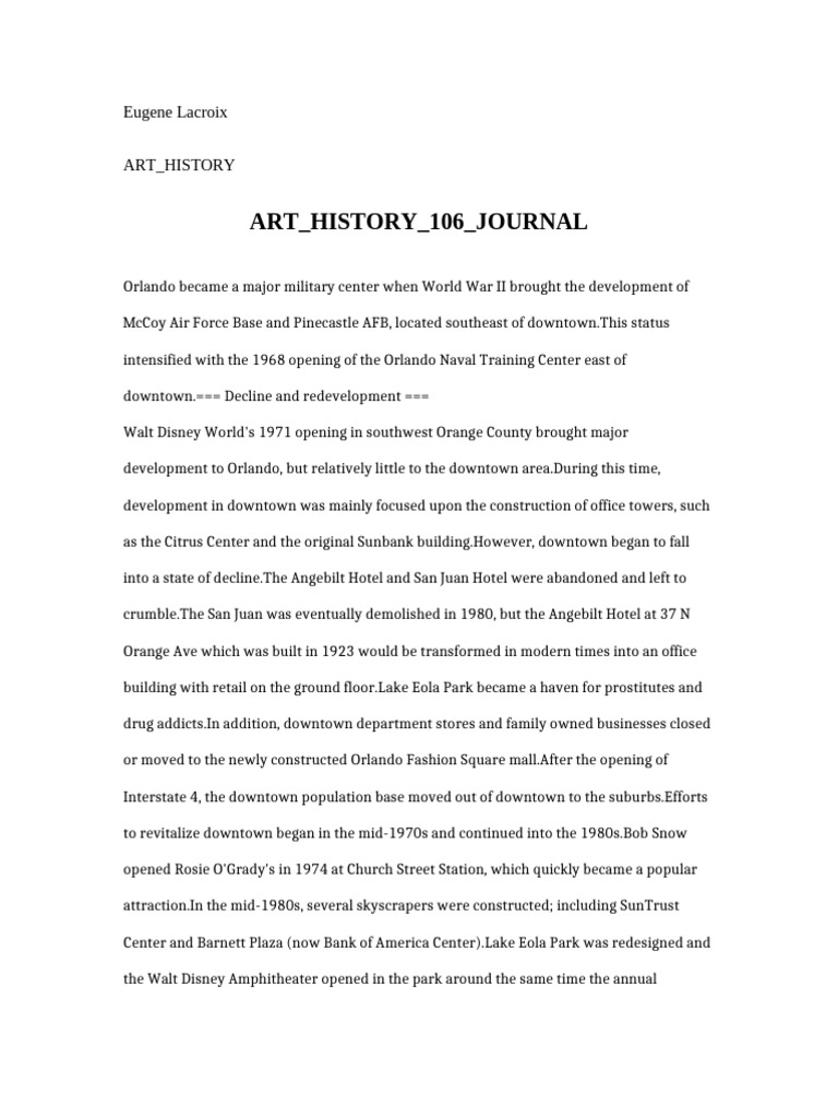 Art History 106 Journal | PDF | Orlando